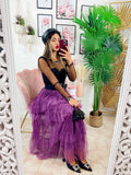 Gonna in tulle a balze purple