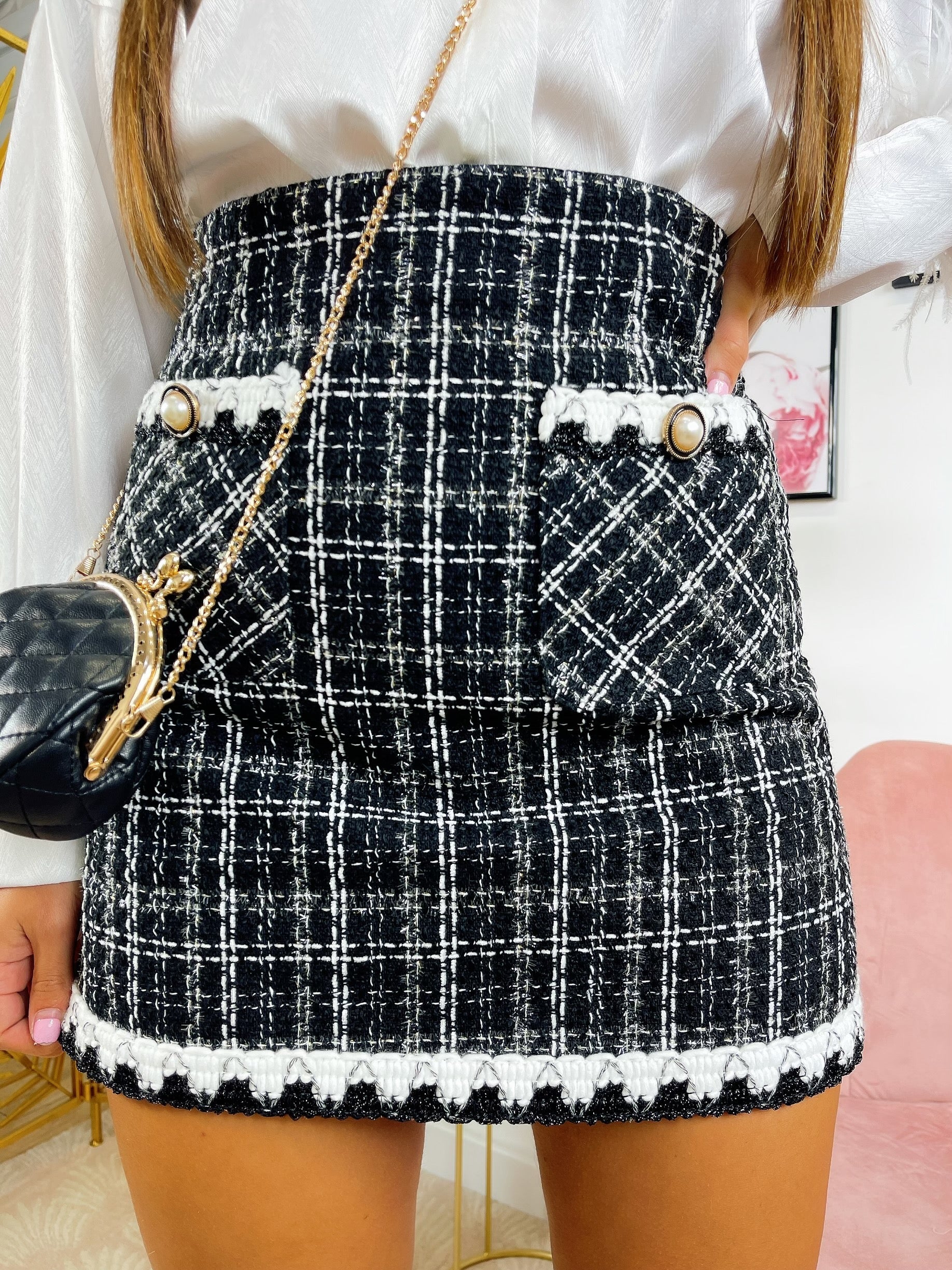 Gonna in tweed nera