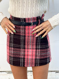 Gonna in tweed rosa marrone