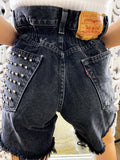 Short Vintage Levi’s grigio nero con borchie argento