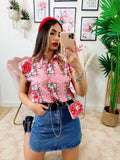 Camicia smanicata con borsetta base Rosa
