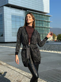 Cardigan in lurex zebrato nero