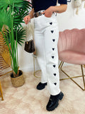 Jeans Bianco con cuori Neri