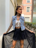 Smanicato di jeans con borchie