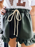 Short verde militare con arricciatura