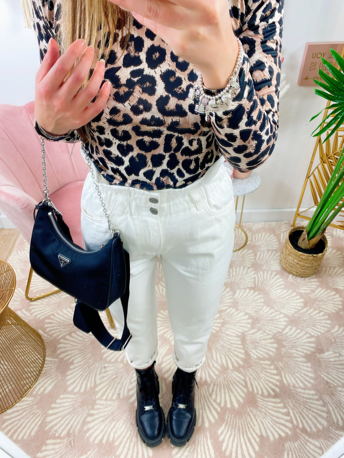 Jeans a vita alta Bianco