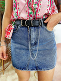 Gonna di Jeans con tasche nere e cintura