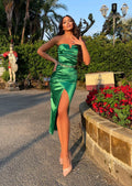 Abito midi verde scollo a V