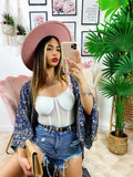 Kimono blu oro rosa