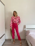 Pantalone vita alta Fuxia