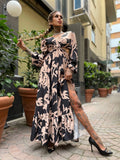 Abito lungo nero beige