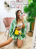 Completo Giacca e Short fiori verdi
