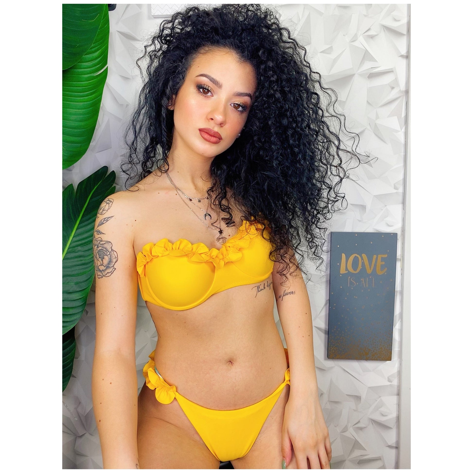 Bikini push up con top rouge floreale