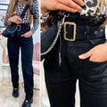Jeans boyfriend nero con cintura compresa