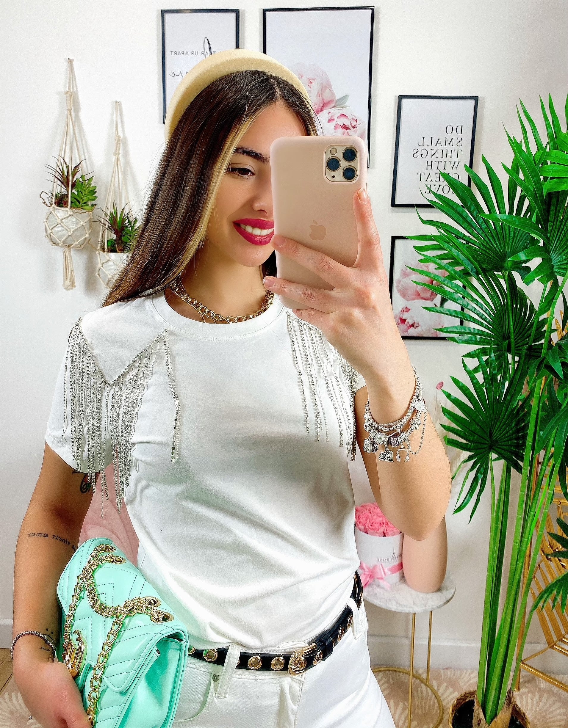 T-shirt con strass