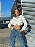 T-shirt più felpa crop bianco