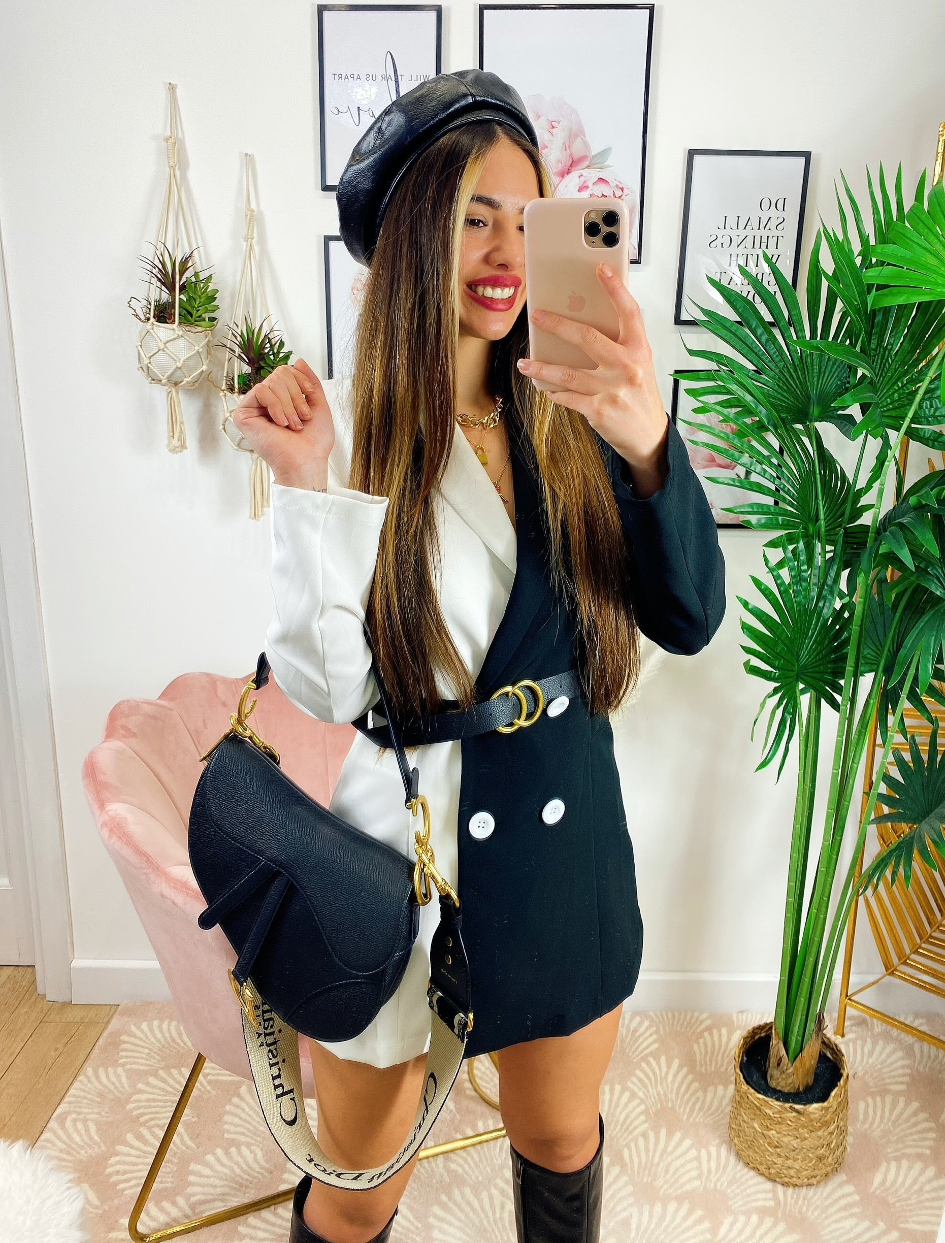 Abito Blazer con cintura nero bianco