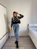 Maglione nero con cuori