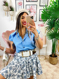 Camicia smanicata con borsetta carta da zucchero