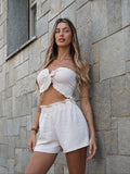 Completo top e short beige