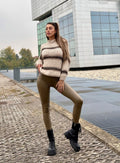 Leggins eco pelle verde militare