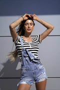 Maglia crop a righe
