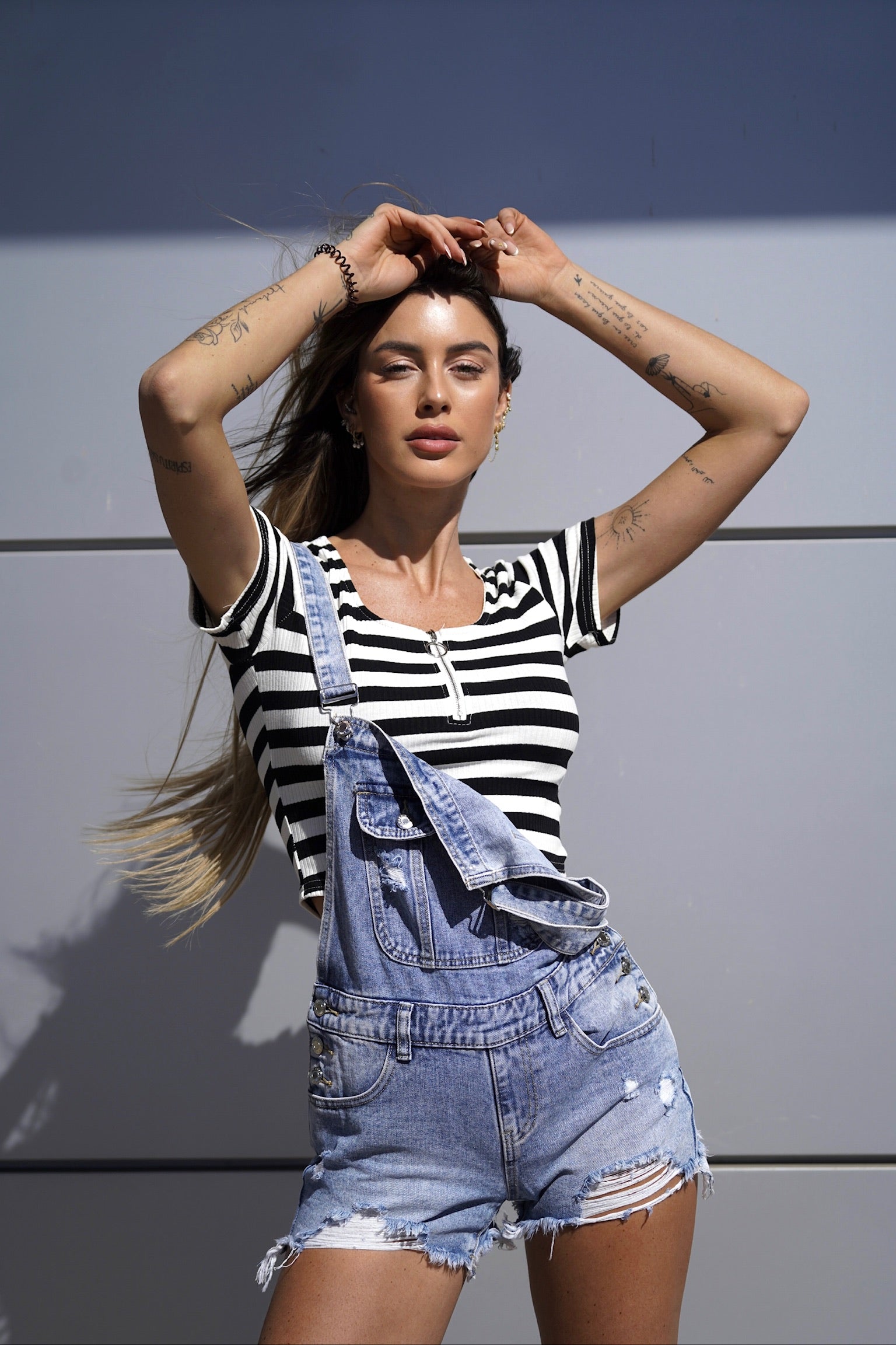 Maglia crop a righe