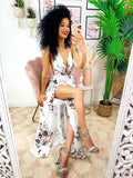 Dress Afrodite con fiori bianco