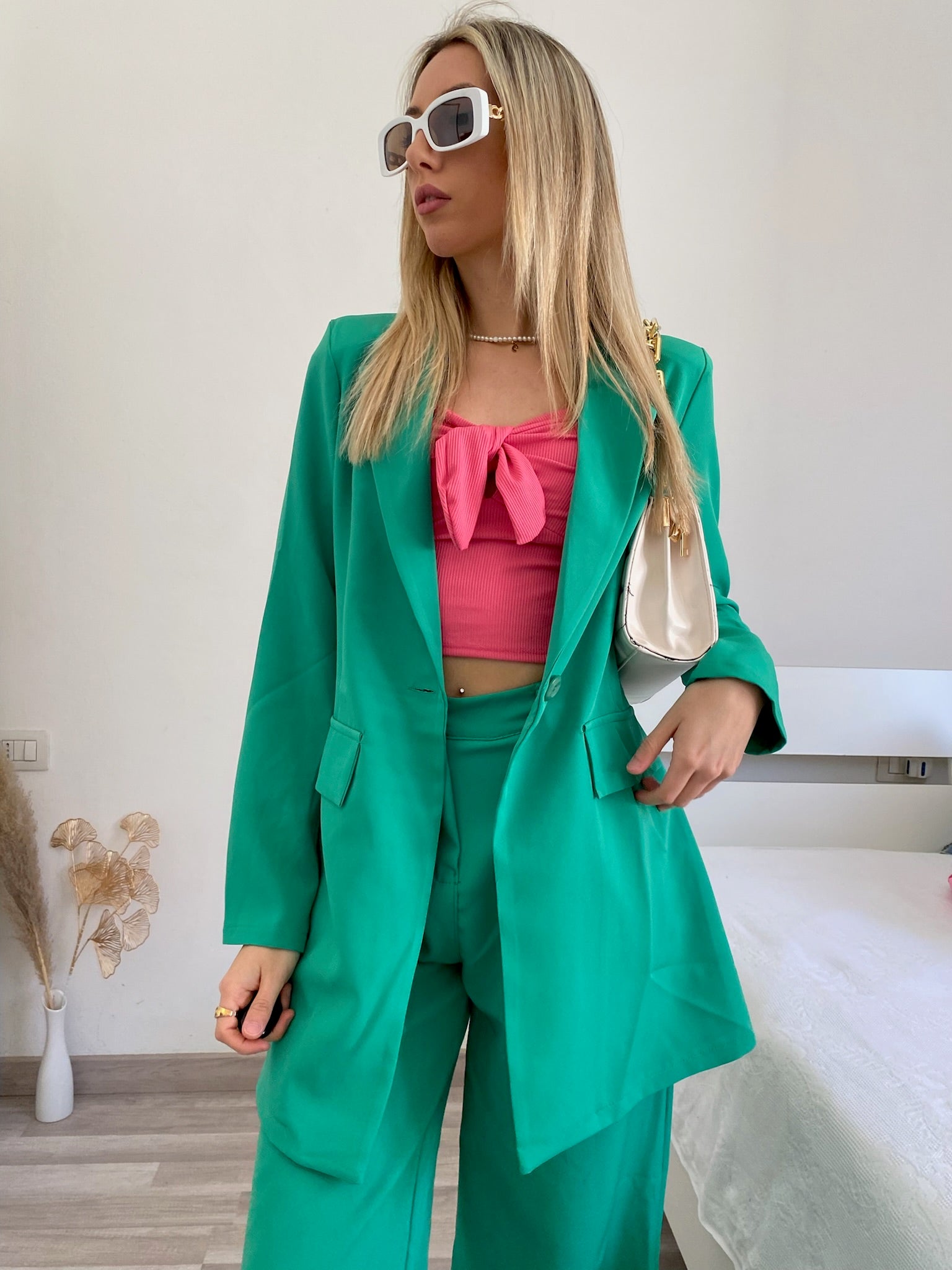 Completo oversize giacca e pantalone verde
