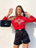 Maglioncino fiocco di neve Rosso