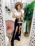 Leggins a zampa con spacco profondo