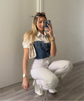 Camicia in jeans con strass