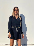 Abito glitter nero con colletto