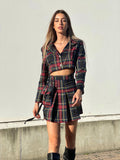 Completo giacca corta e gonna scozzese black