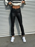 Leggins in ecopelle con spacchetto