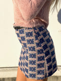 Gonna in tweed dettaglio rosa celeste