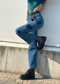 Jeans wide leg con cuori
