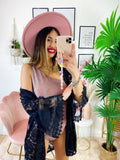 Pareo/kimono in pizzo corto