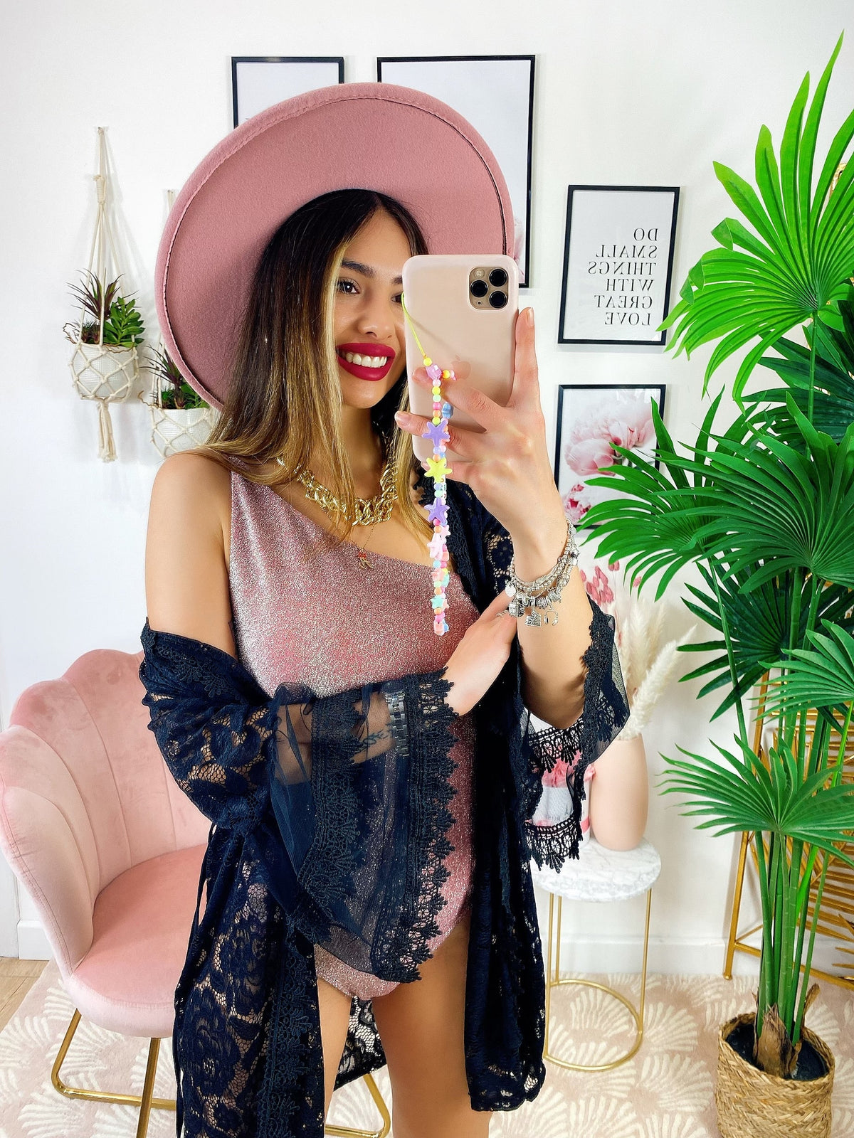 Pareo/kimono in pizzo corto