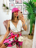 Tutina con pantaloncino a fiori