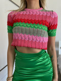 Maglia rosa e verde con cuori