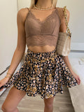 Gonna a ruota animalier nero nude
