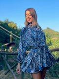 Abito pitonato dettaglio blu