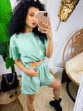 Completo sportivo maglia e short menta