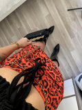 Gonna animalier arancio nero