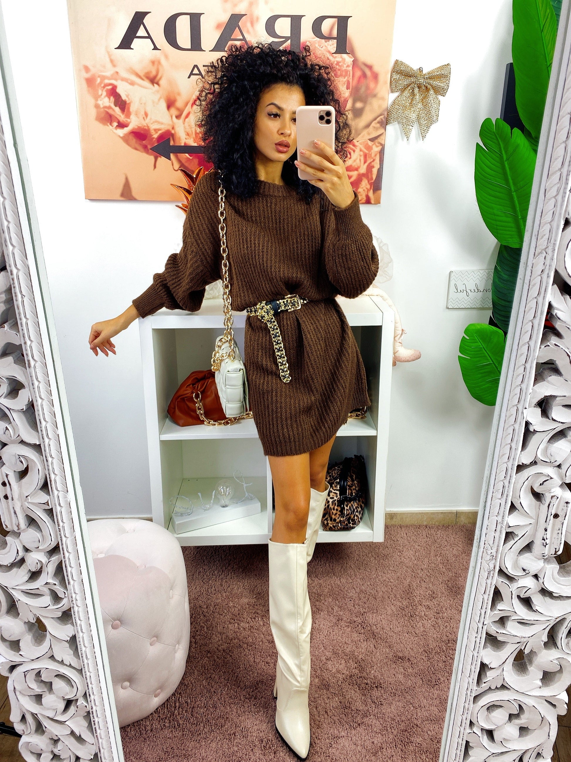 Abito in maglia Marrone