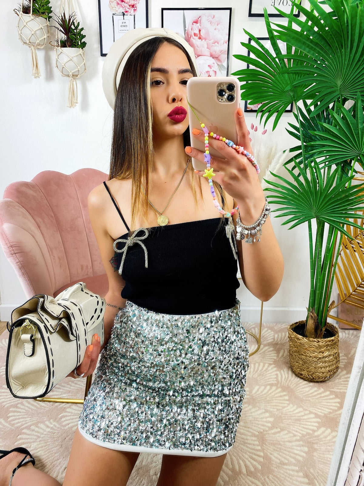 Top con fiocchi e strass