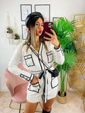 Abito con tasche e bottoni bianco
