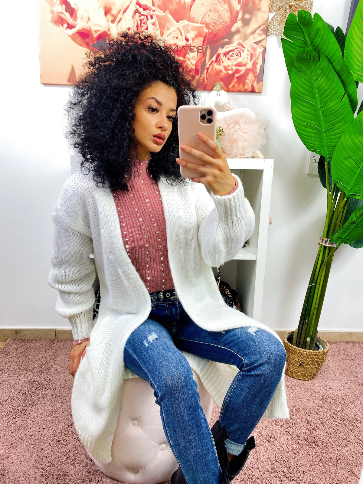 Cardigan lungo morbido bianco