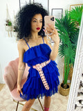 Abito in tulle a balze Venere blu
